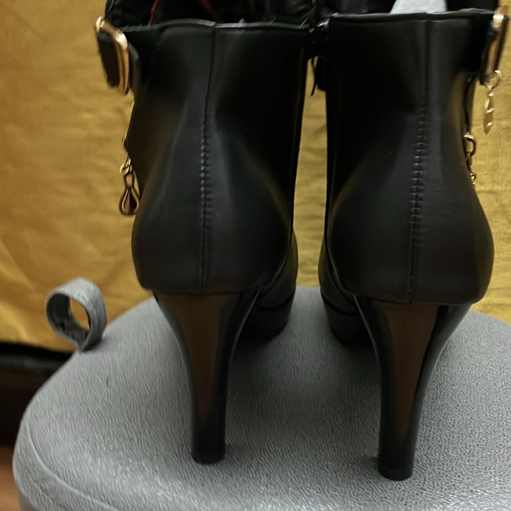 Black Ankle Boots with High Heel and Strap Detail.NWOT - Picture 5 of 6